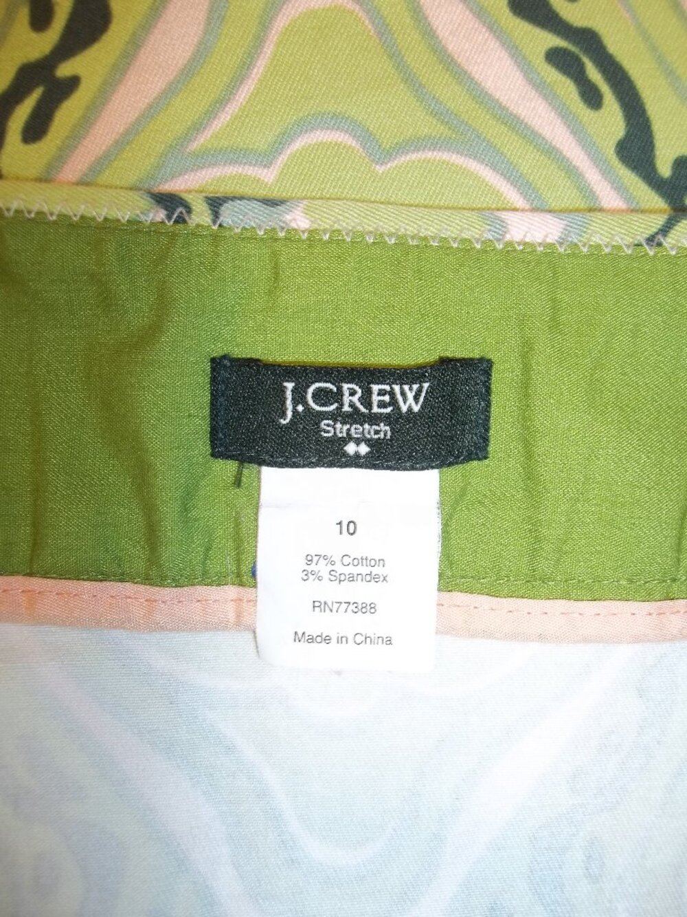 J. Crew Factory Womens Skirt Size 10 Partial Zipper Pockets Geometric Green Pink - Picture 5 of 6